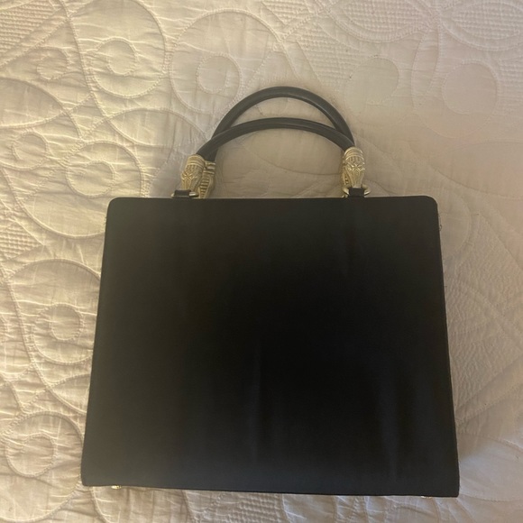 Barry Kieselstein blk leather and silk handbag - Picture 9 of 11